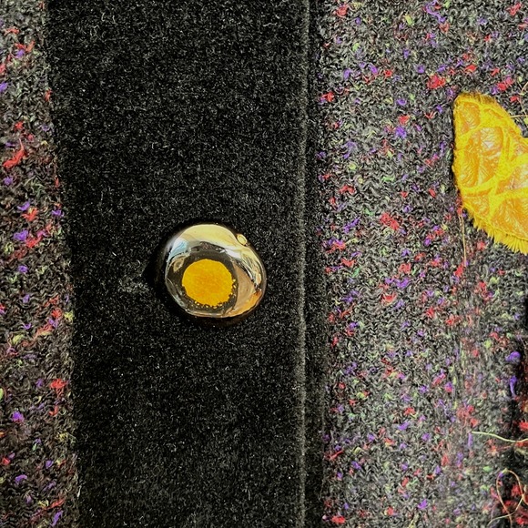 Lee Andersen 2X Jacket Velvet Trim Appliques Art To Wear Whimsical Winter - Picture 5 of 13